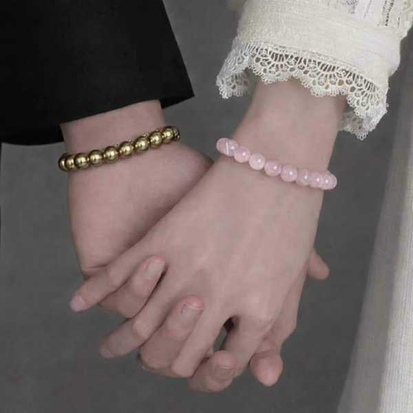 Rose Quartz & Golden Pyrite Bracelet Combo