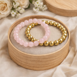 Rose Quartz & Golden Pyrite Bracelet Combo - Image 3